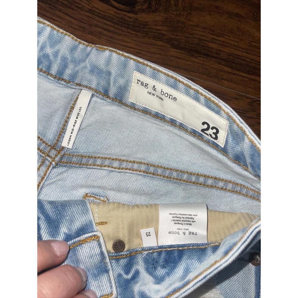 Rag & Bone Logan Mid Rise Wide Leg Distressed Blue Jeans Nwt Size 28 - Picture 4 of 8